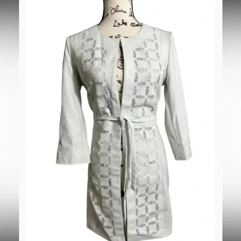 Lena Gabrielle ‎ chic  Faux Leather Gray Lightweight Coat